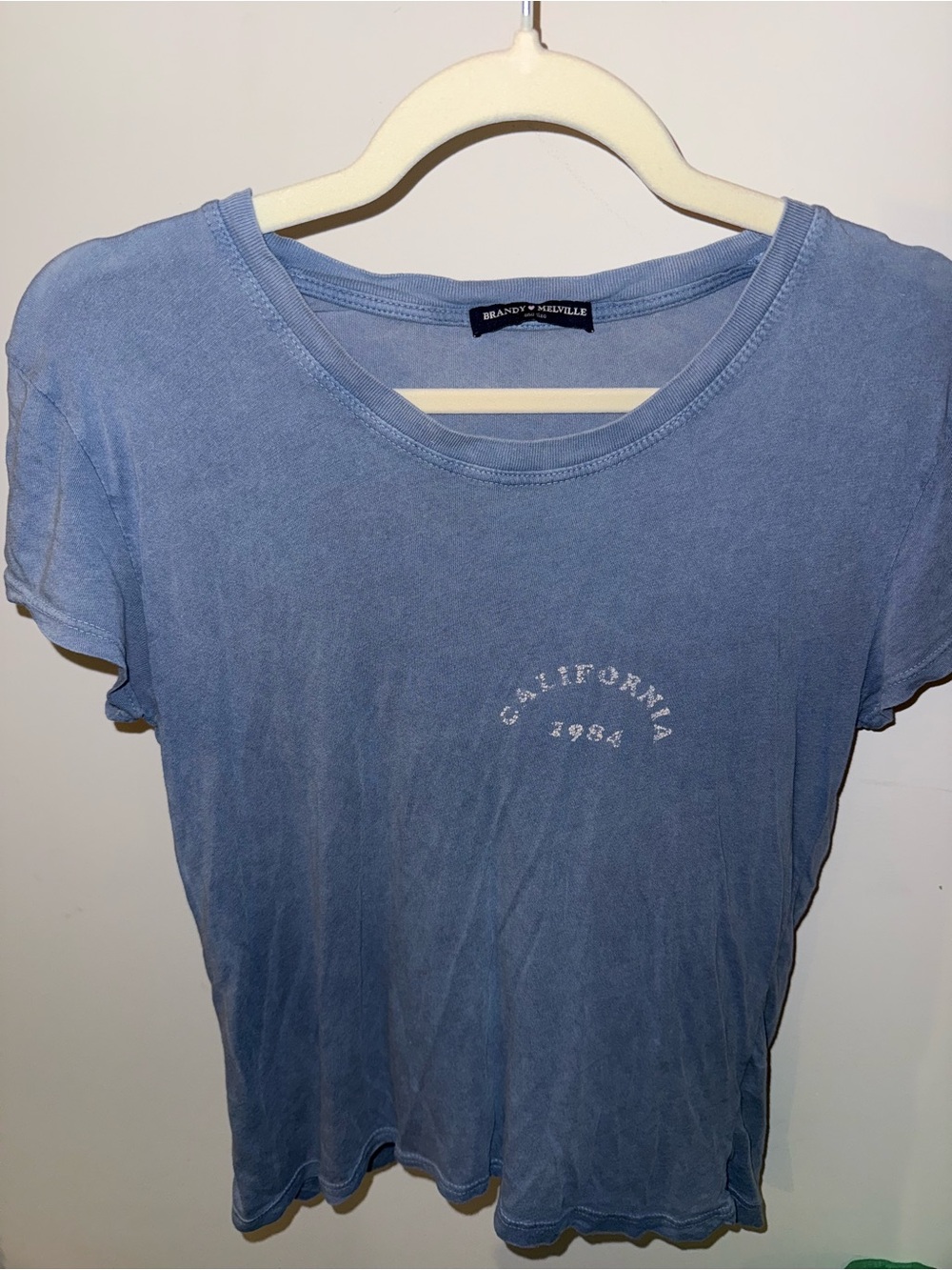 Brandy Melville Light Blue 'California 1984' Short Sleeve Tee